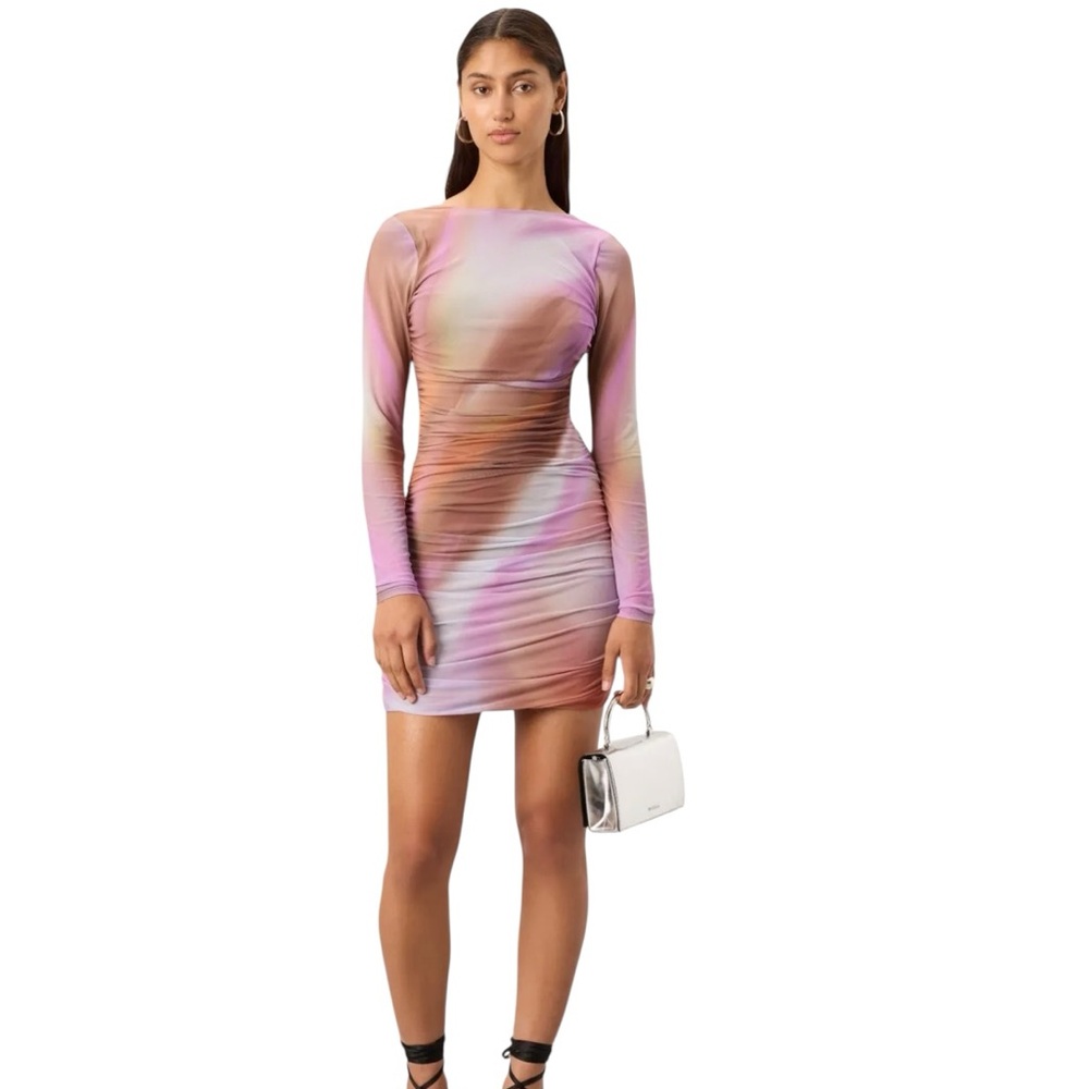 AFRM- Maya Mini Dress. Elegant Multicolor Long Sleeve Dress